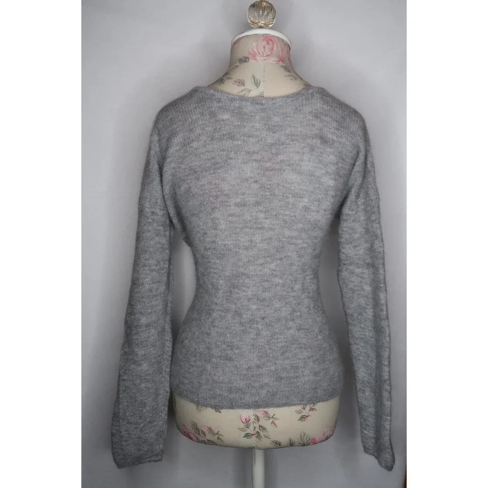 Sezane Gaspard Cardigan Gris Chine Light Gray Sweater M Luxe Quiet Luxury NWT
